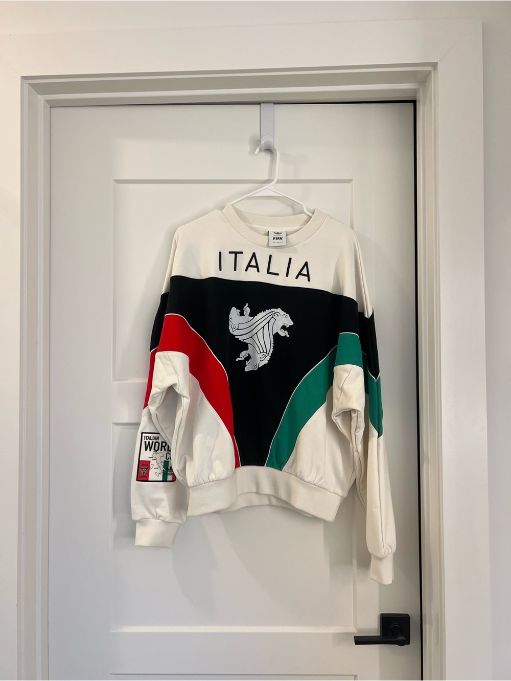 Adidas ITALIA Graphic Colorblock Sweatshirt - Cream with Black, Red & Green